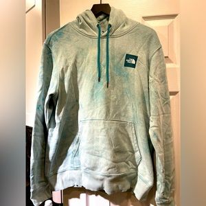 Medium Bleached Teal North Face Hooded Sweashirt